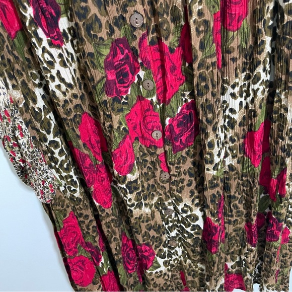 Vintage Leopard Rose Print Midi Dress - Picture 5 of 8